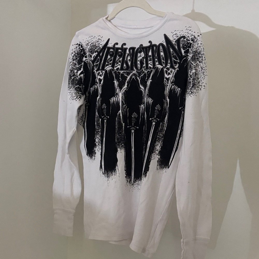 Affliction White and Black Reaper Long Sleeve Tee